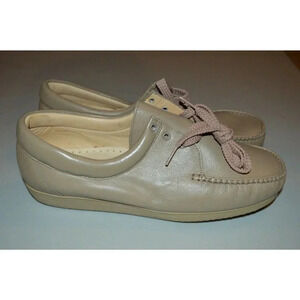 Women's CLINIC Jenny #516 Taupe Leather Tie Oxford Comfort Shoe Size 10 2W